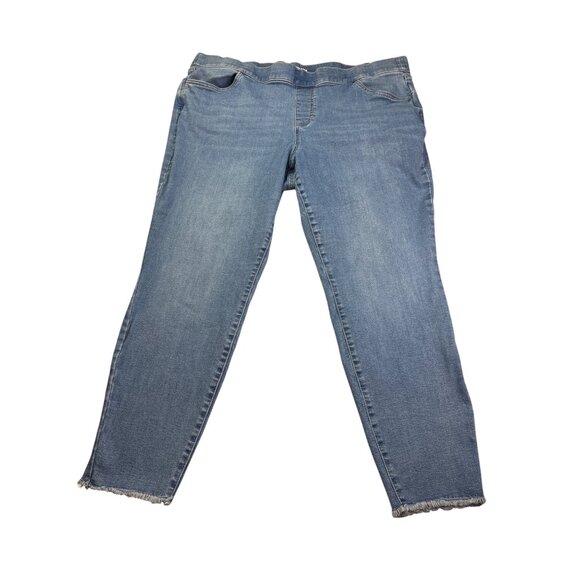 Evri Womens  Jegging Ankle Light Wash Denim Stretch Frayed Raw Hem Plus Size 22W - Picture 1 of 8